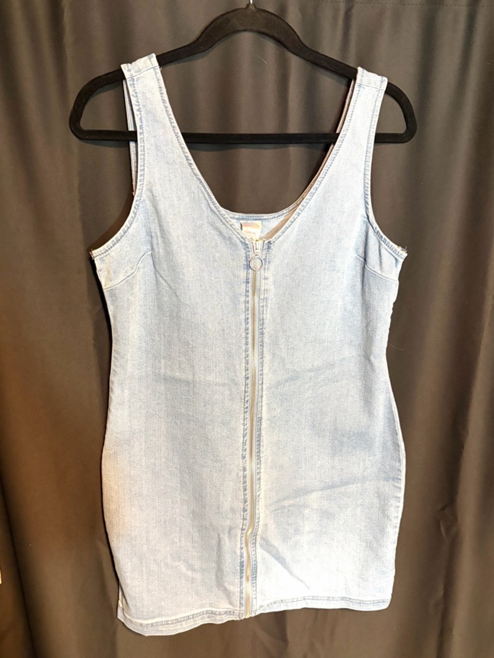 No Boundaries Light Blue Denim Zip Dress